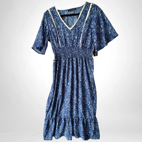 Black Tape Paisley Maxi Dress – Blue & White – Size Small – NEW - Picture 4 of 7